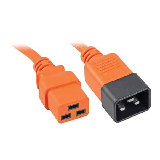 3m Mains Extension Lead Plug C19 (F) to C20(M) Power Cable/Connector - Orange